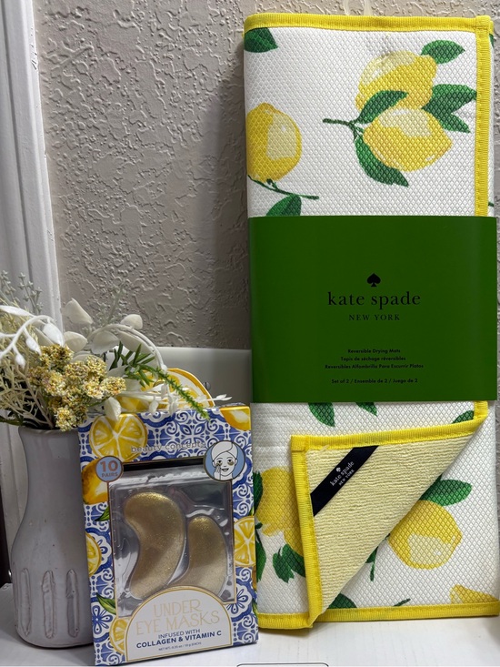 kate spade Other - kate spade Yellow Lemons set of 2 Drying Mats under eye masks
